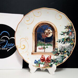 NEW Williams Sonoma Twas the Night Before Santa is Coming To Town Dinner Plate